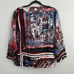 Jean Paul Gaultier Size 42 • Abstract 3/4 Sleeve Blouse Top.
